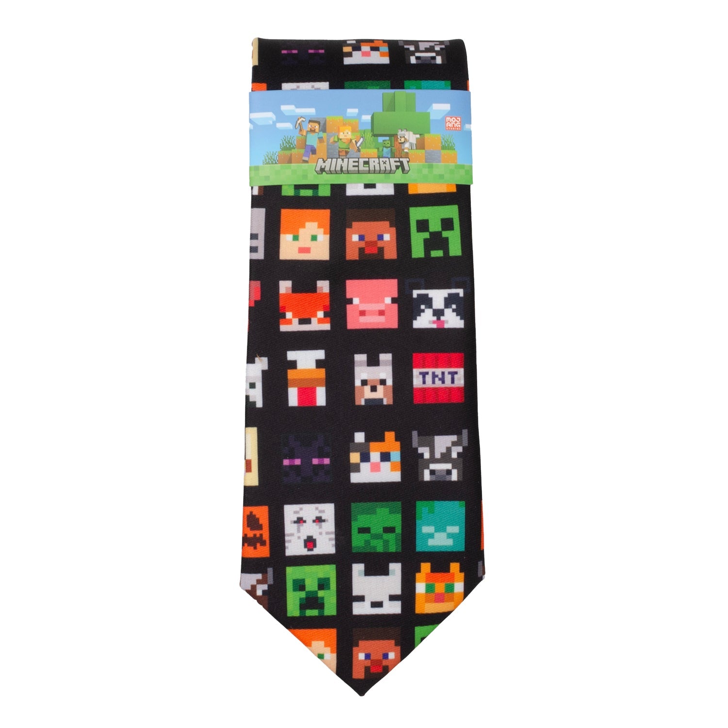 Minecraft Character Print Men's Necktie in Black - Image 7