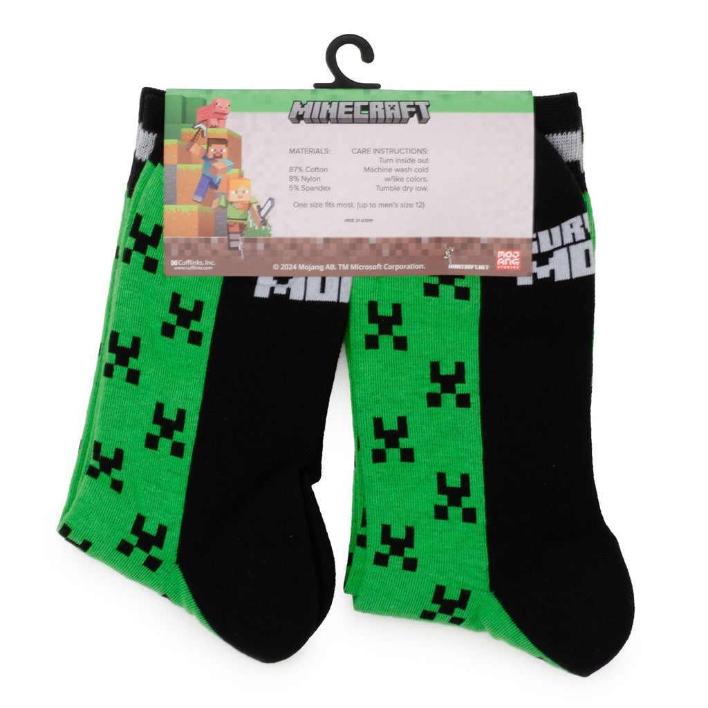Minecraft Creeper Matching Father and Son Green Sock Set - Image 2
