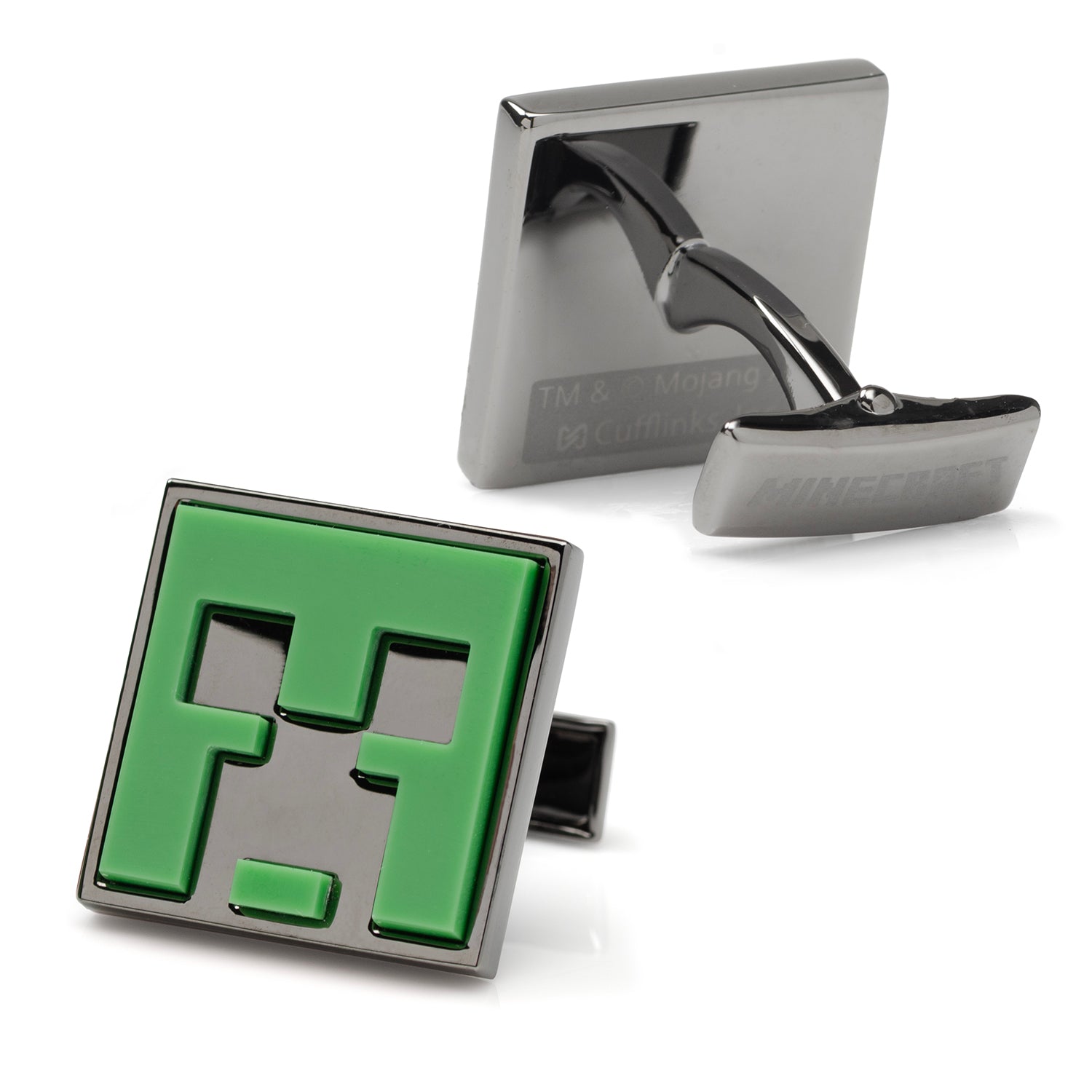 Minecraft Creeper Cufflinks in Sleek Gunmetal Finish - Image 3