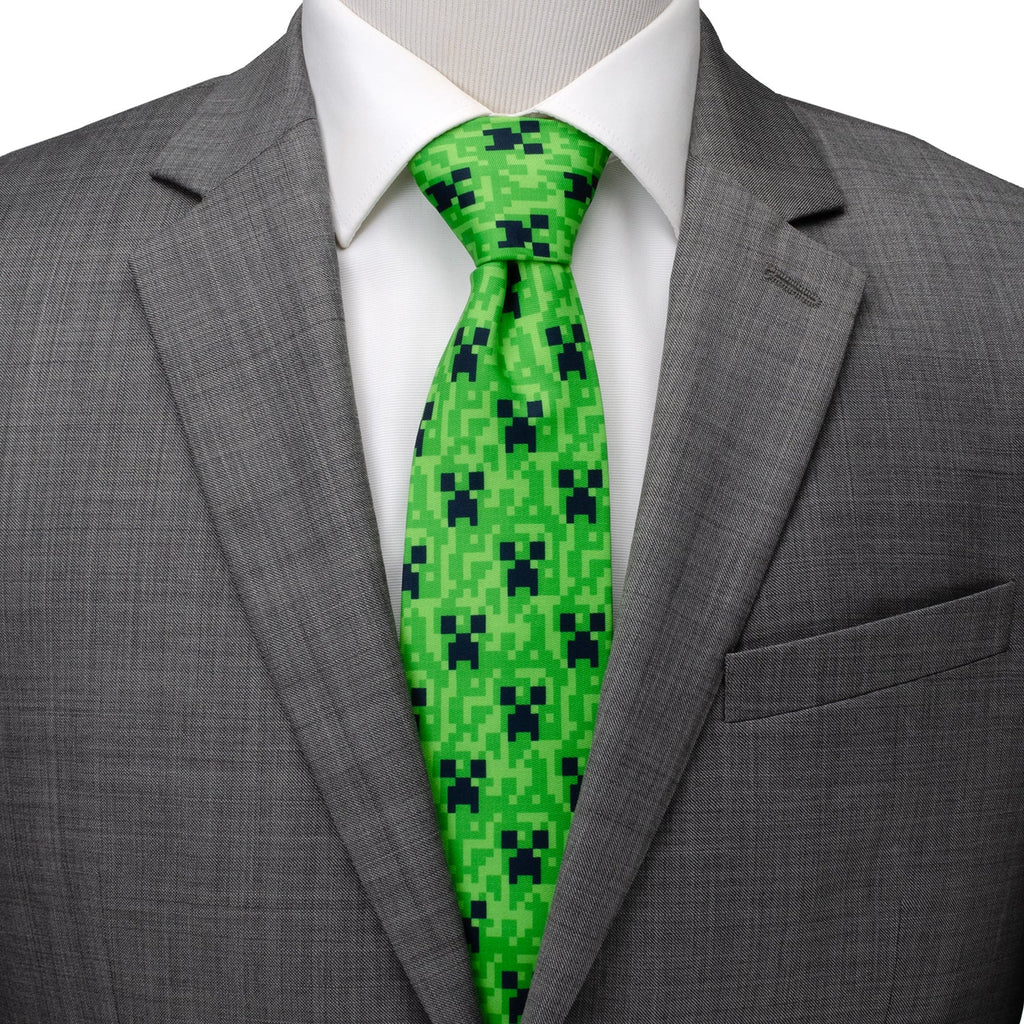 Minecraft Creeper Face Green Necktie for Gaming Fans - Image 2