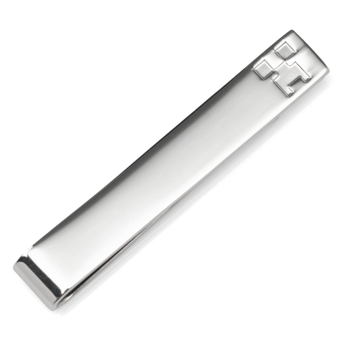 Minecraft Creeper Hidden Message Silver Tone Tie Bar - Image 2