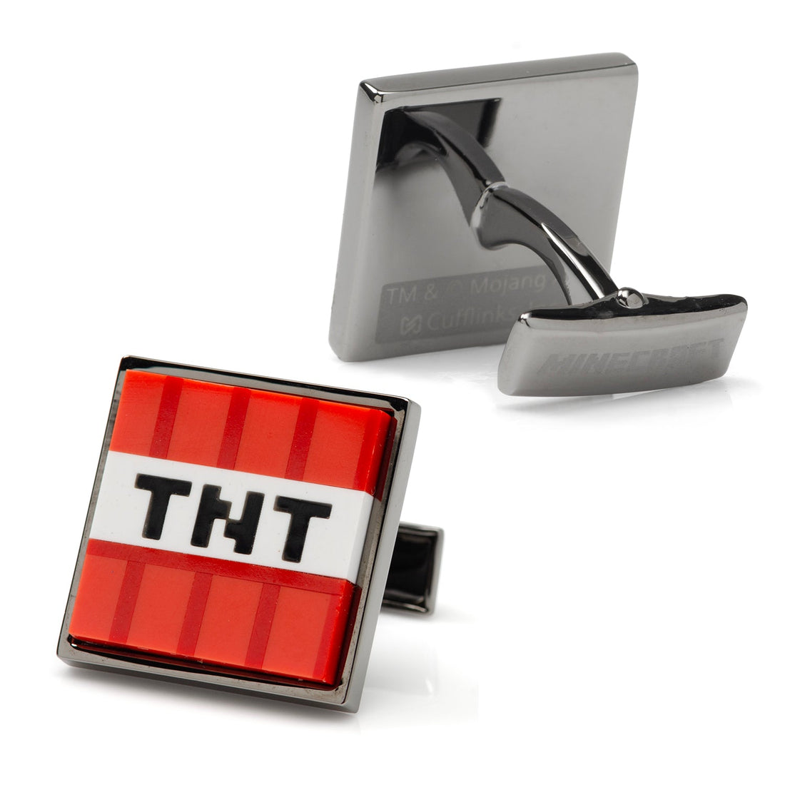 Minecraft Creeper and TNT Gunmetal Cufflinks for Gamers - Image 4