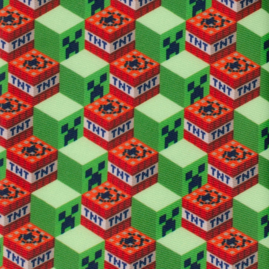Minecraft Creeper and TNT Block Isometric Print Men's Necktie - Image 4