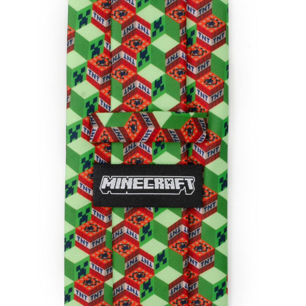Minecraft Creeper and TNT Block Isometric Print Men's Necktie - Image 5