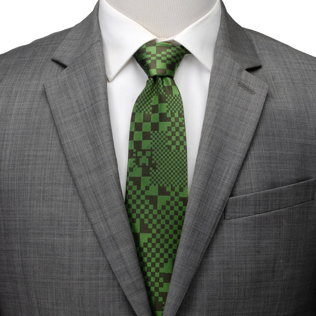 Minecraft Pixelated Creeper Green Men's Necktie - Image 2