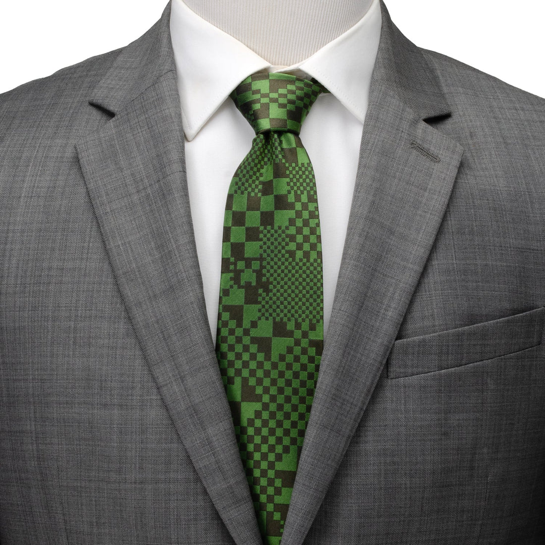 Minecraft Pixelated Creeper Green Men's Necktie - Image 2