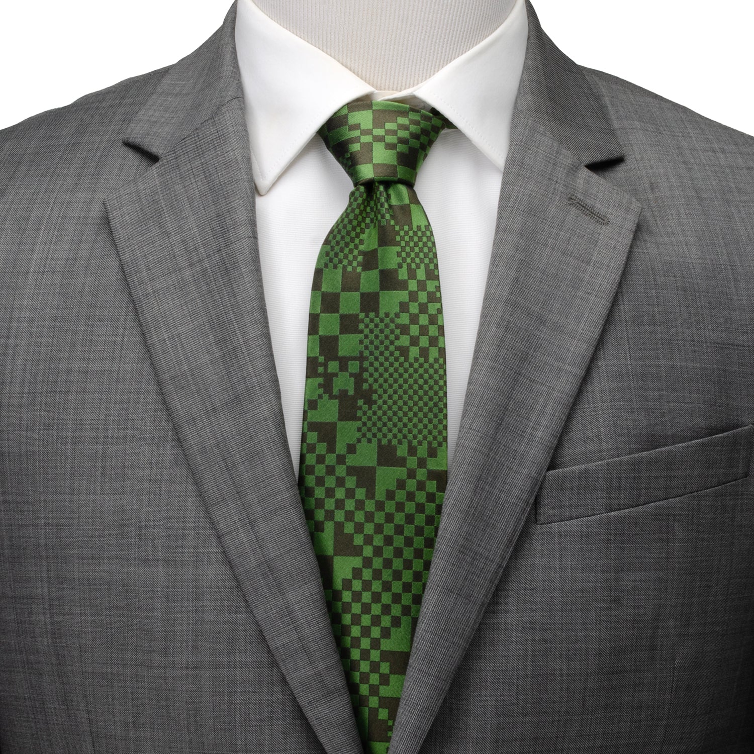 Minecraft Pixelated Creeper Green Men's Necktie - Image 2