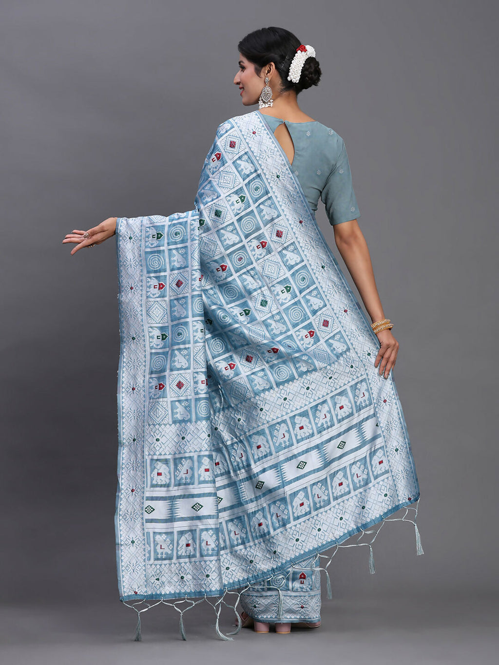 Shree Shyam Fashion Linen Cotton Sky Blue Saree