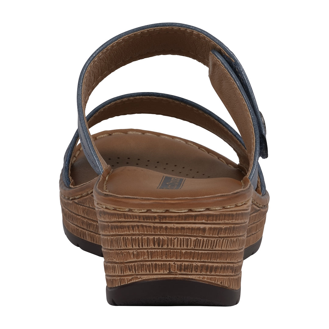 Women's Meli Navy Wedge Sandals with Adjustable Dual Strap Fit - Image 4