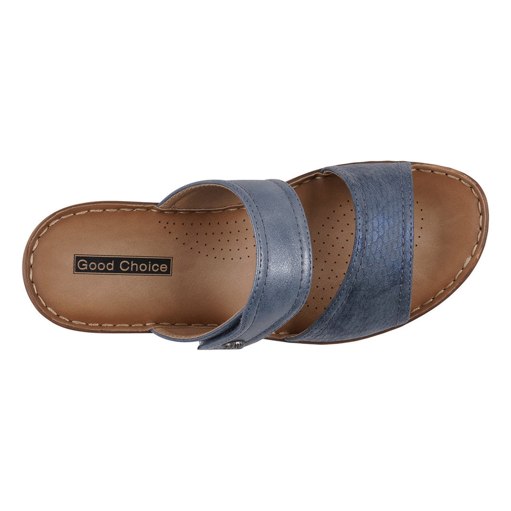 Women's Meli Navy Wedge Sandals with Adjustable Dual Strap Fit - Image 3