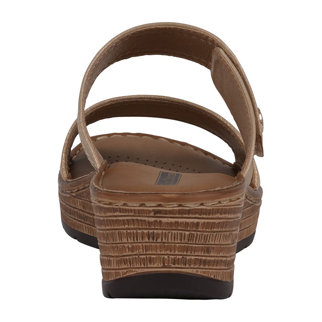 Women's Meli Gold Wedge Sandals with Adjustable Straps