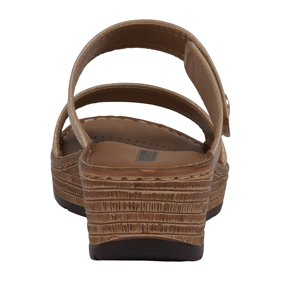 Women's Meli Gold Wedge Sandals with Adjustable Straps