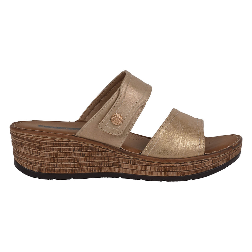 Women's Meli Gold Wedge Sandals with Adjustable Straps