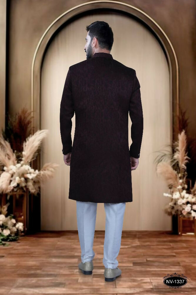 Boys Maroon Satin Kurta and Pyjama Set for Formal Events
