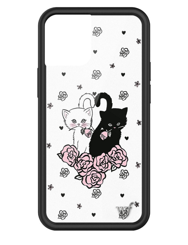 Kittens Floral iPhone Case with Protective Black Rubber Bumper - Image 25