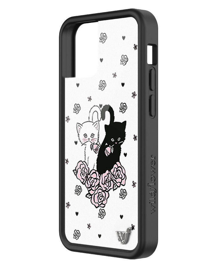 Kittens Floral iPhone Case with Protective Black Rubber Bumper - Image 26