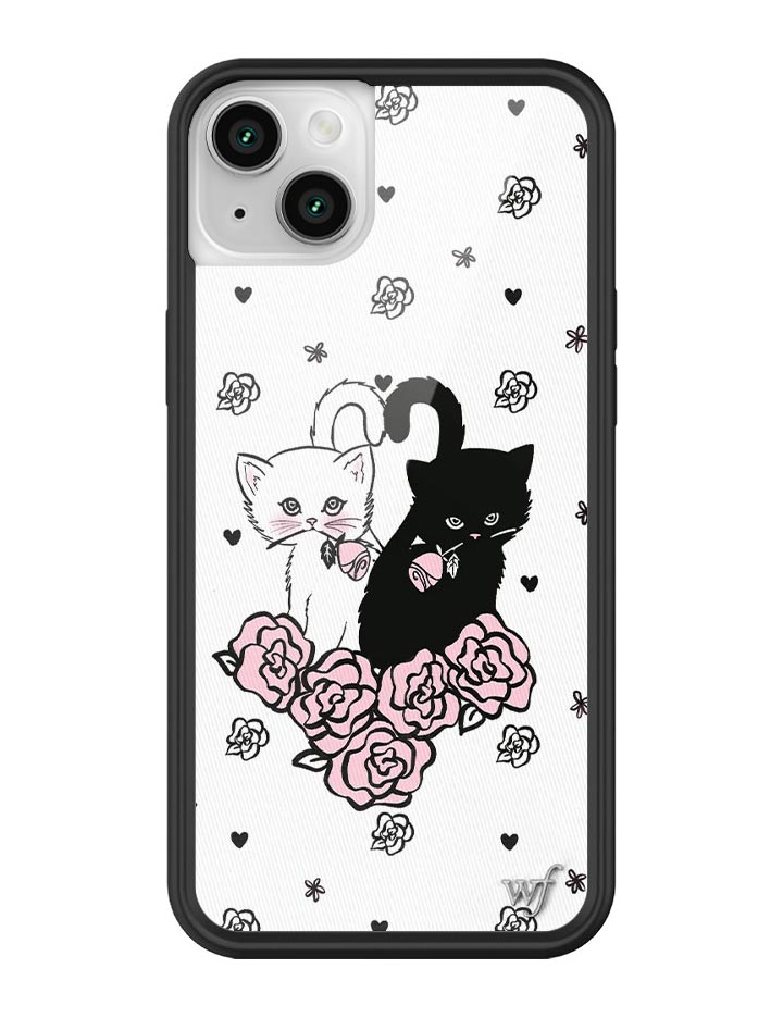 Kittens Floral iPhone Case with Protective Black Rubber Bumper - Image 23