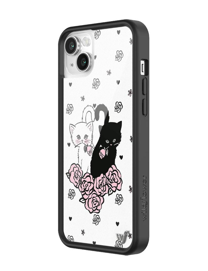 Kittens Floral iPhone Case with Protective Black Rubber Bumper - Image 24