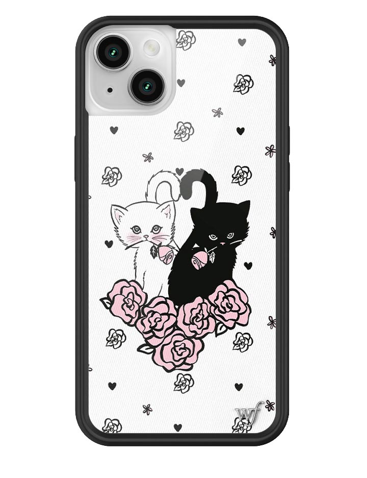 Kittens Floral iPhone Case with Protective Black Rubber Bumper - Image 19