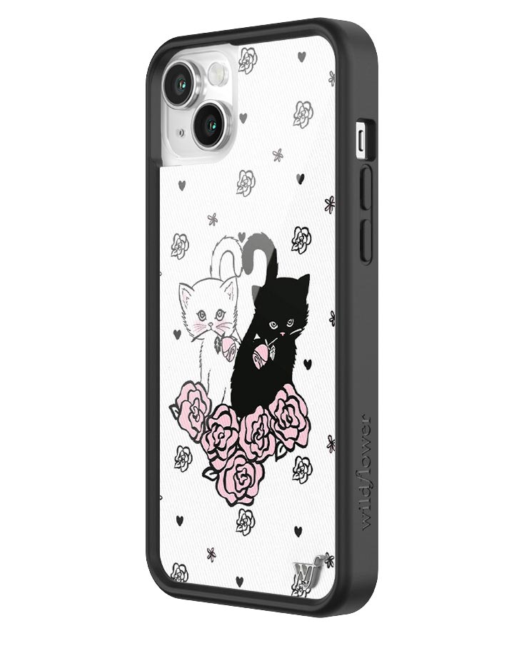 Kittens Floral iPhone Case with Protective Black Rubber Bumper - Image 20