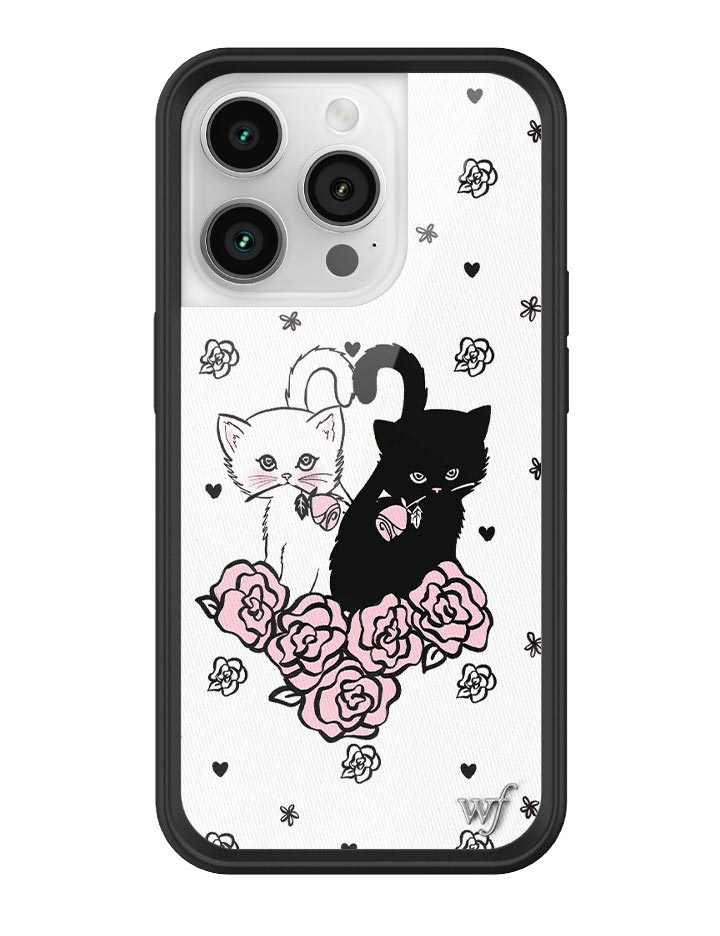 Kittens Floral iPhone Case with Protective Black Rubber Bumper - Image 21