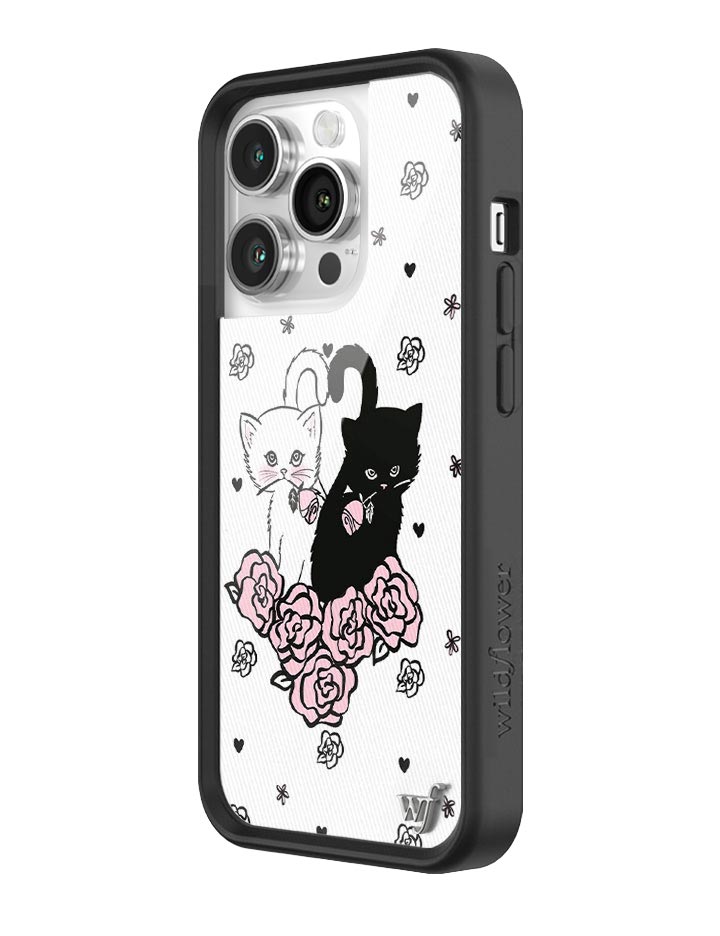 Kittens Floral iPhone Case with Protective Black Rubber Bumper - Image 22