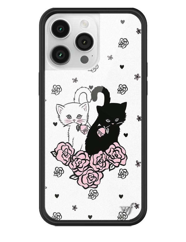 Kittens Floral iPhone Case with Protective Black Rubber Bumper - Image 17