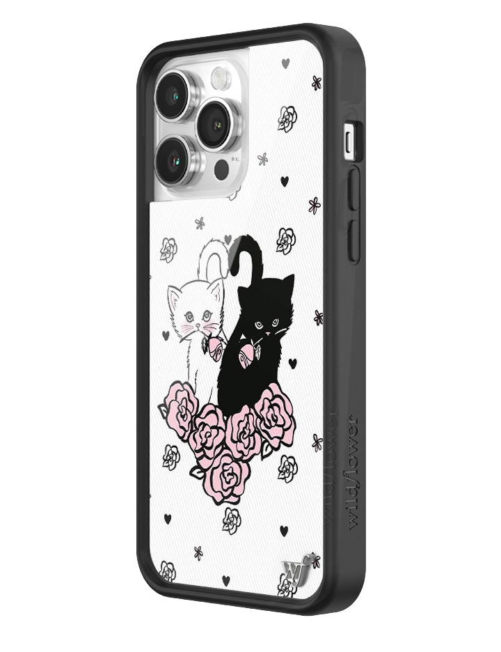 Kittens Floral iPhone Case with Protective Black Rubber Bumper - Image 18