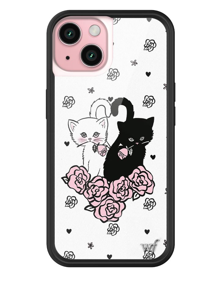 Kittens Floral iPhone Case with Protective Black Rubber Bumper - Image 15