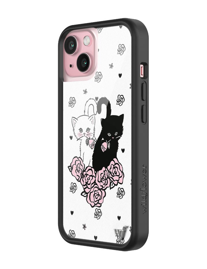 Kittens Floral iPhone Case with Protective Black Rubber Bumper - Image 16
