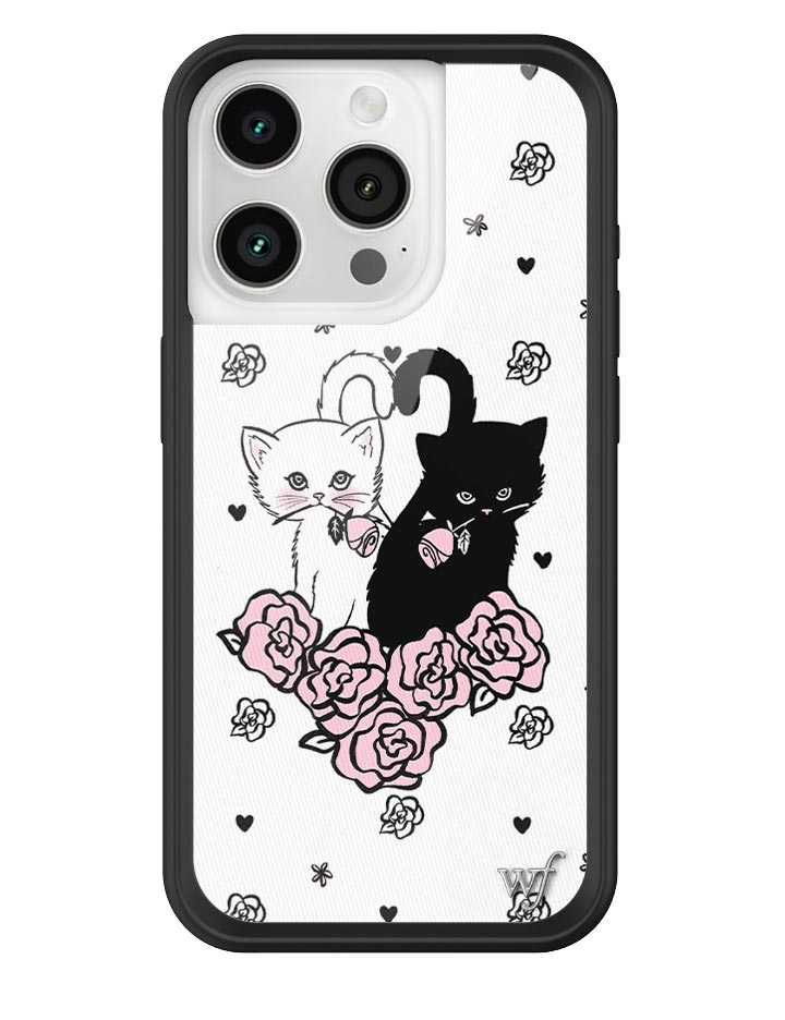 Kittens Floral iPhone Case with Protective Black Rubber Bumper - Image 13