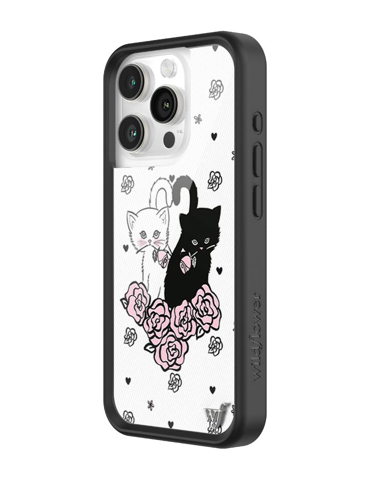 Kittens Floral iPhone Case with Protective Black Rubber Bumper - Image 14