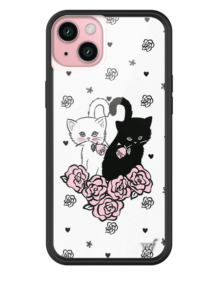 Kittens Floral iPhone Case with Protective Black Rubber Bumper - Image 11