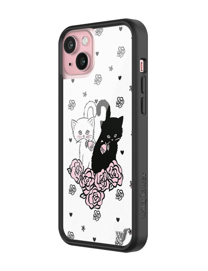 Kittens Floral iPhone Case with Protective Black Rubber Bumper - Image 12