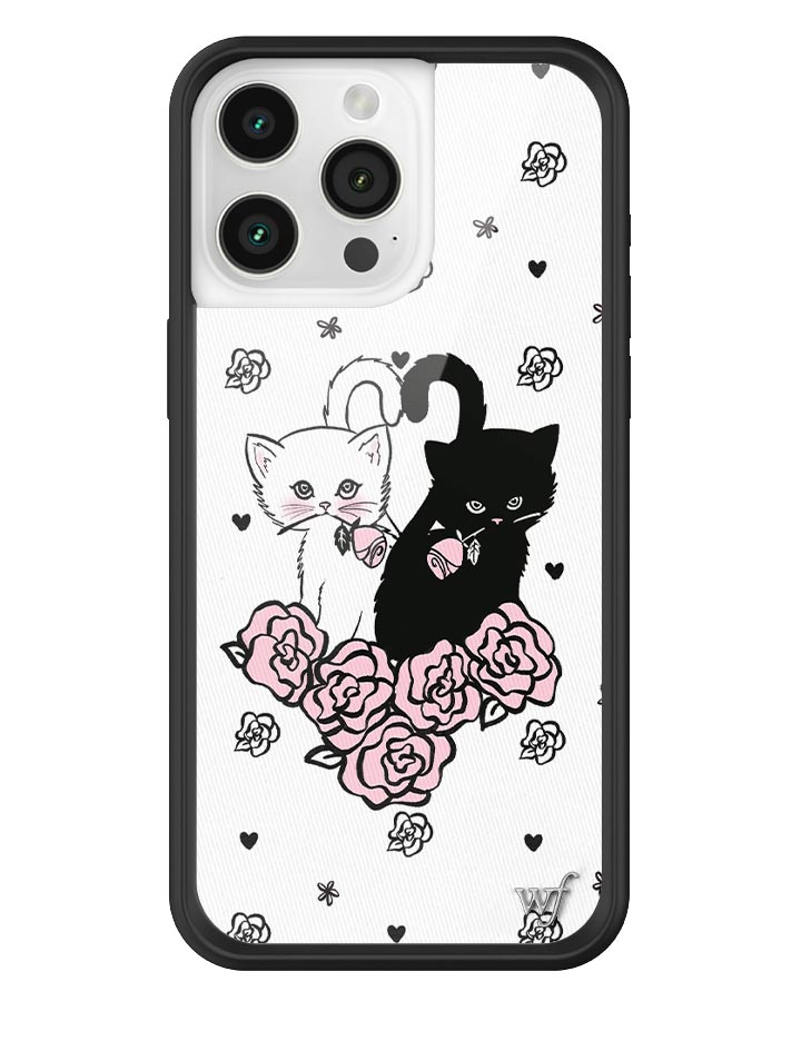 Kittens Floral iPhone Case with Protective Black Rubber Bumper - Image 9
