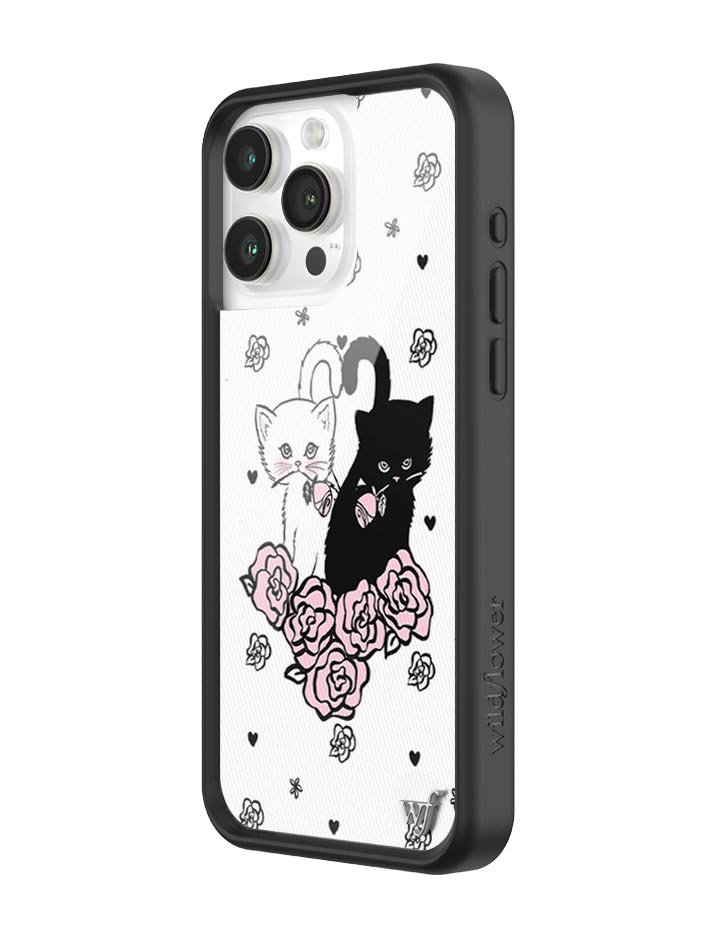 Kittens Floral iPhone Case with Protective Black Rubber Bumper - Image 10