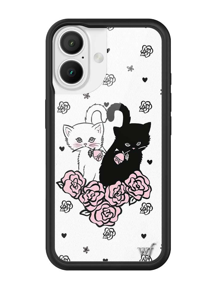 Kittens Floral iPhone Case with Protective Black Rubber Bumper - Image 7