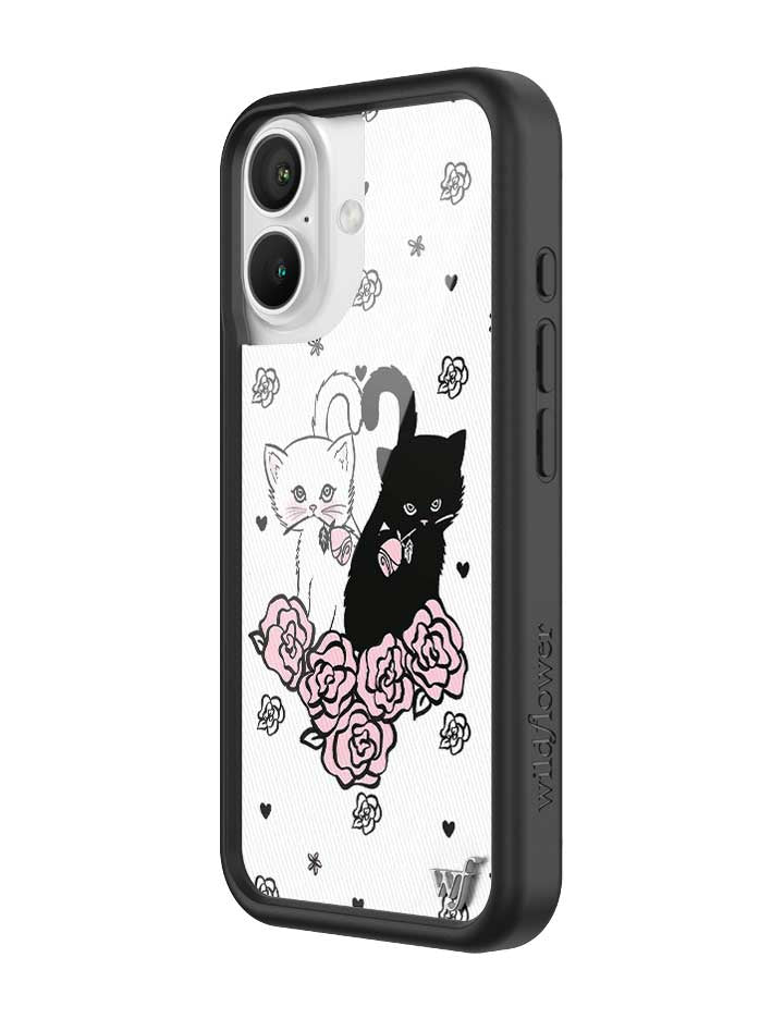 Kittens Floral iPhone Case with Protective Black Rubber Bumper - Image 8