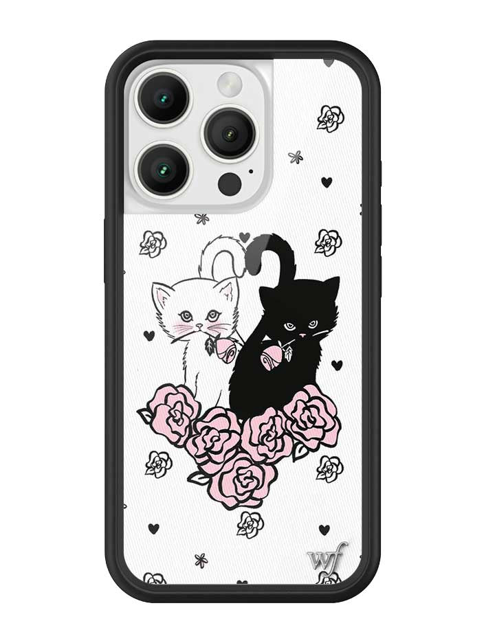 Kittens Floral iPhone Case with Protective Black Rubber Bumper - Image 5