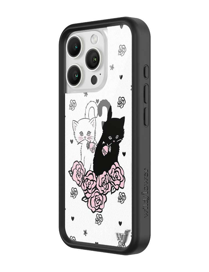 Kittens Floral iPhone Case with Protective Black Rubber Bumper - Image 6