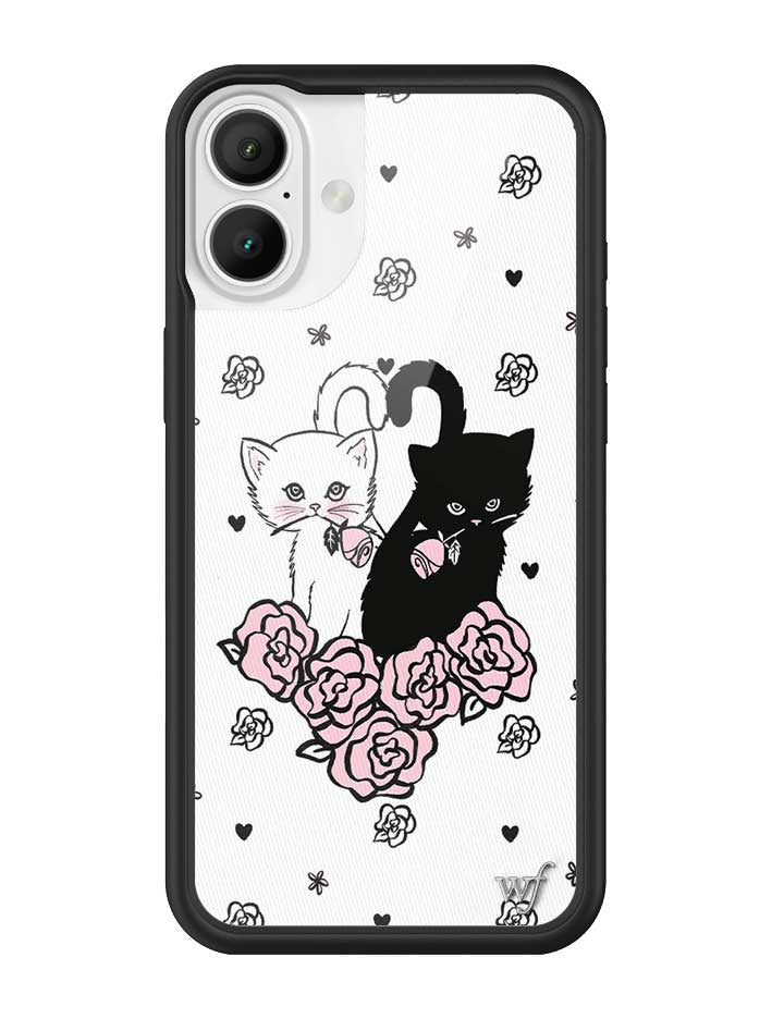 Kittens Floral iPhone Case with Protective Black Rubber Bumper - Image 3