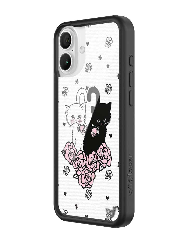 Kittens Floral iPhone Case with Protective Black Rubber Bumper - Image 4