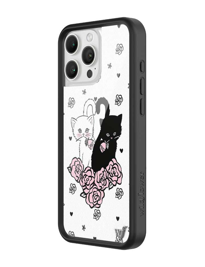 Kittens Floral iPhone Case with Protective Black Rubber Bumper - Image 2