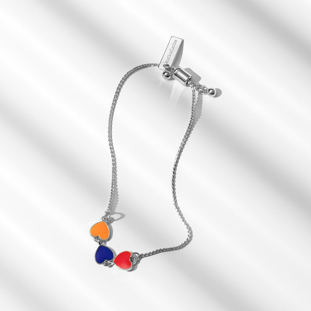 Hearts of Armenia Bracelet – 18K Gold, Armenian Flag Colors