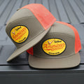 Upland 7-Panel Trucker Hat - Olive Green and Bright Orange