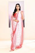 White pure cotton saree with elegant embellishments for a classic ethnic look
