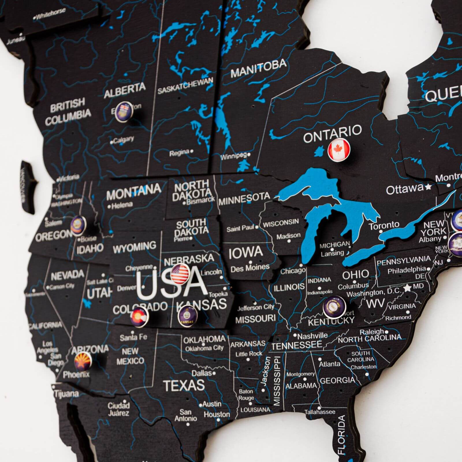 3D Wooden World Map Midnight - Modern Minimalist Wall Art