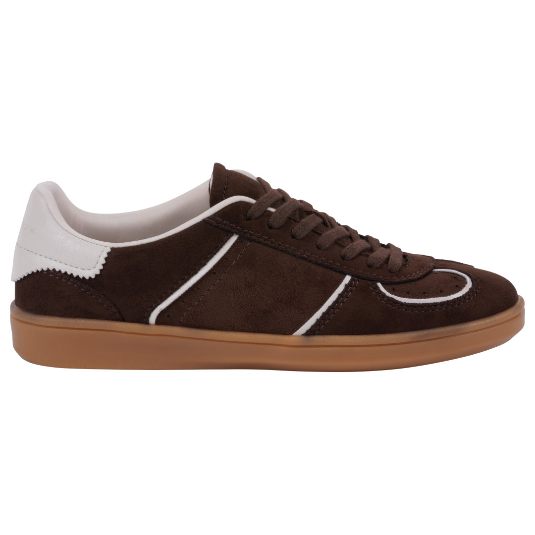 Women's Milan Brown Suede-Like Lace-Up Retro Casual Sneaker - Image 2