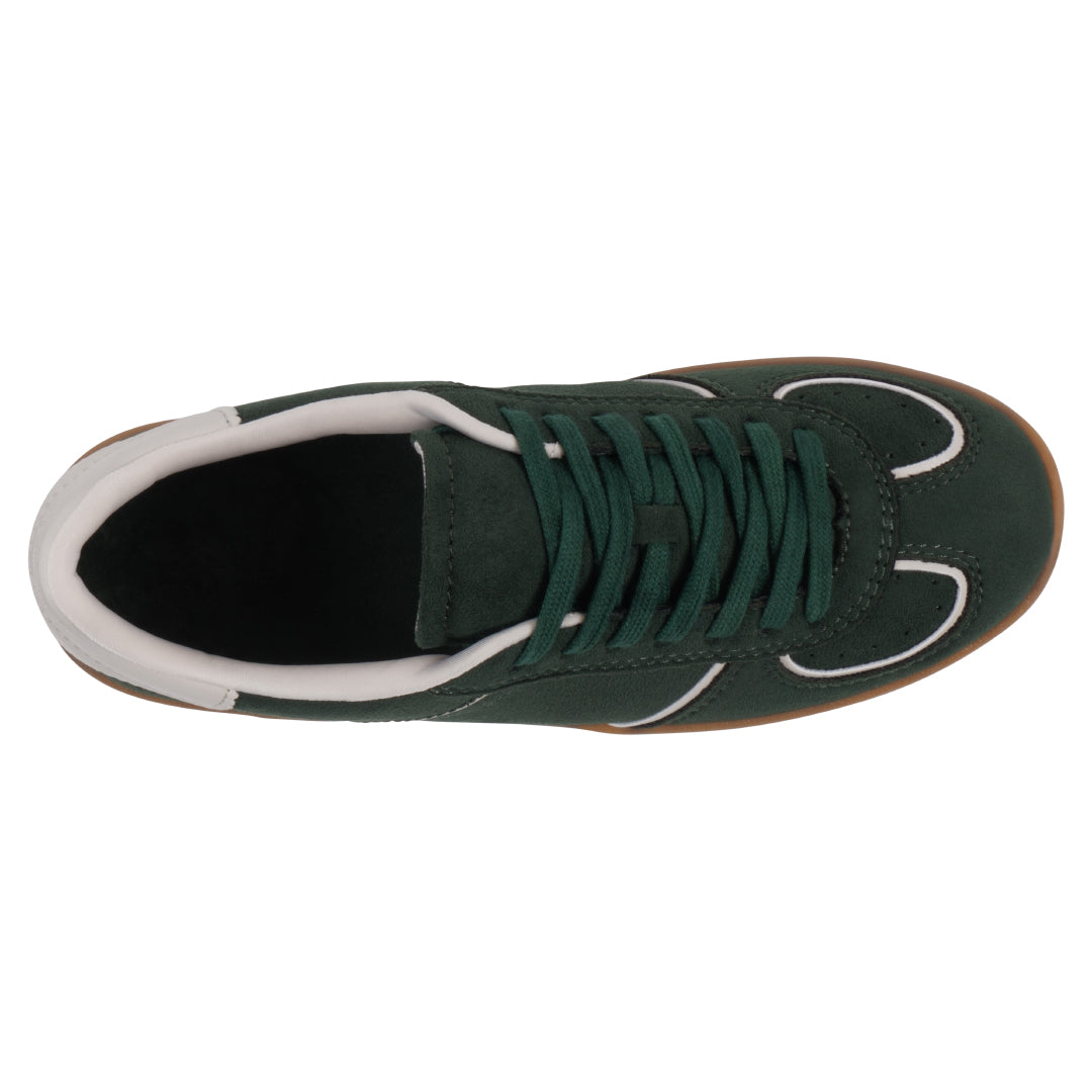 Women's Milan Green Lace-Up Sneakers with Suede-Like Finish - Image 3