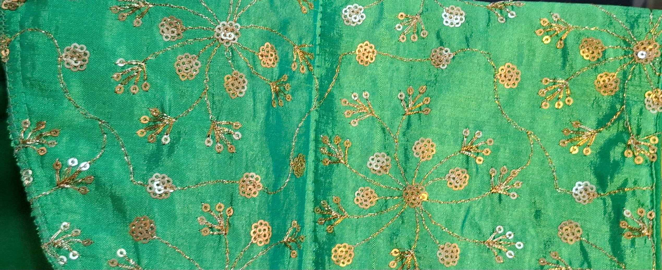 Green Twin Tone Sequins Embroidered Readymade Blouse